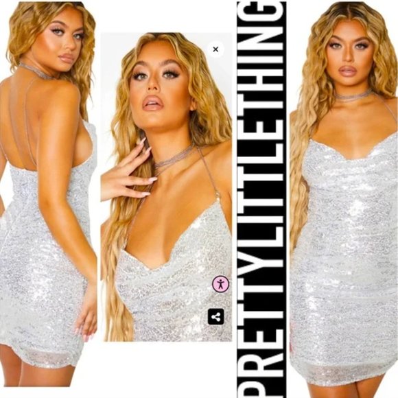 PrettyLittleThing Dresses & Skirts - PRETTY LITTLE THING NWT Sequin Dress w/ Chain Straps